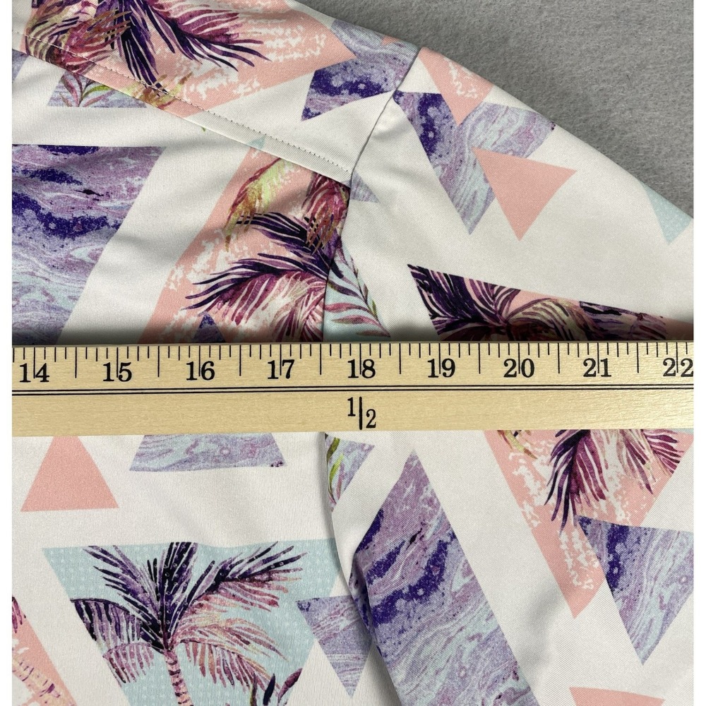 Bad Birdie Polo Shirt Mens L Multicolor Palm Tree Geometric Performance Golf Top - Picture 8 of 10